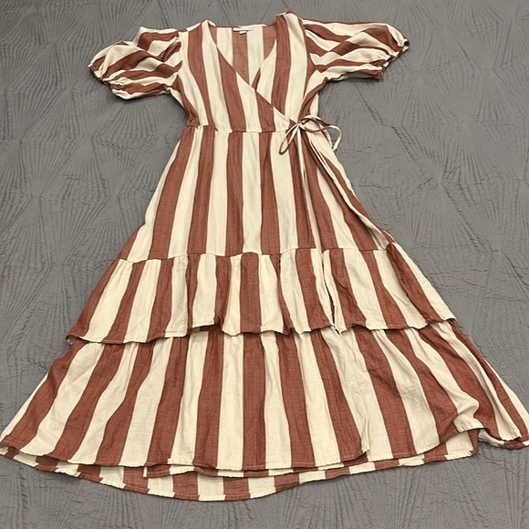 Knox Rose Women’s Striped V-Neck Wrap Tiered Dress size S - Picture 5 of 10